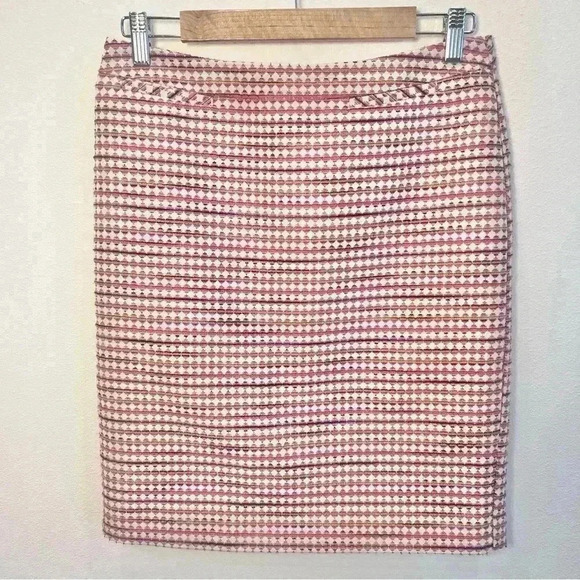 Halogen Womens Pink White Multicolor Striped Woven Lined Zip Pencil Skirt Size 6 - Picture 1 of 13